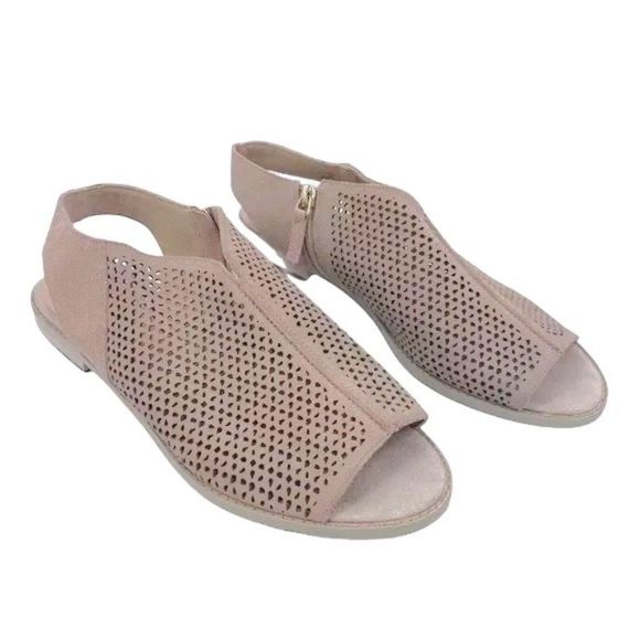 Kelsi Dagger Brooklyn Seneca Sandals Beige Suede Perforated Open Toe Slingback - Picture 2 of 7